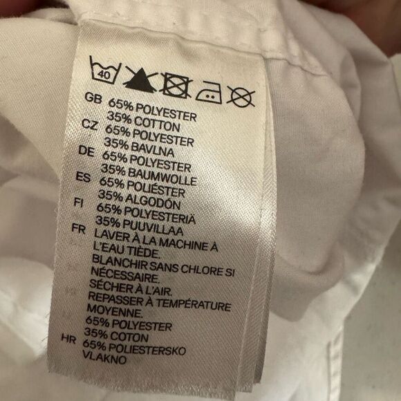 H&M White Men’s Button Down Shirt Size Large Easy Iron Cotton Polyester Blend - Picture 7 of 8